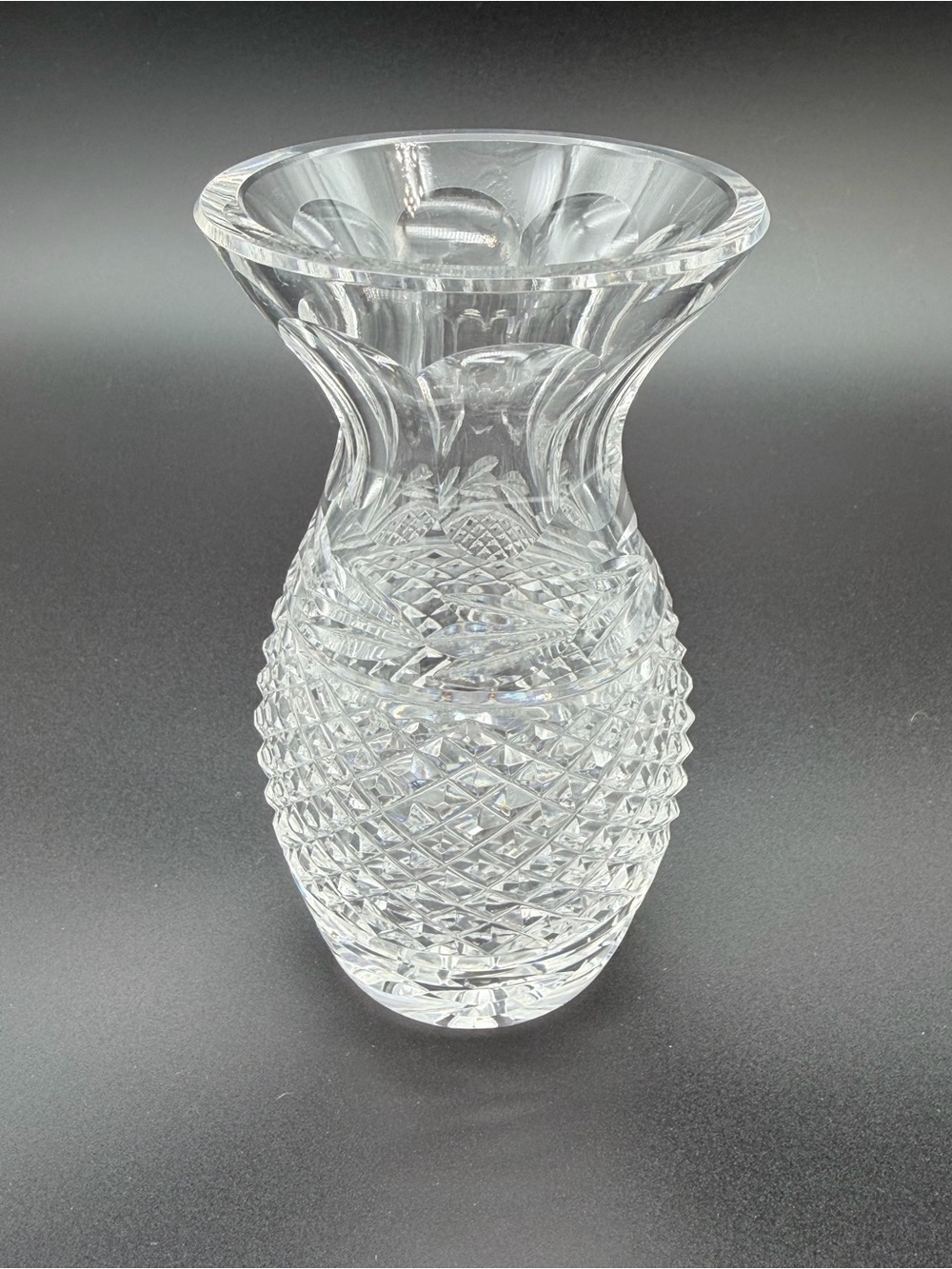 Waterford Glandore 5.5” Crystal Bud Vase / Miniature Vase – Diamond & Leaf Cut